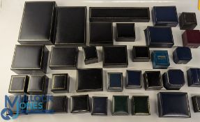 Quantity of leather jewellery boxes, all empty - suitable for watches, rings, and assorted