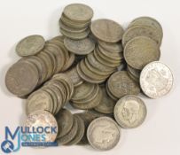 Mixed Selection of Pre 1947 Silver Half Crowns & Florins 1920s to 1940s total weight 759g some in
