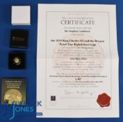 Hattons of London 22k Gold Coin. 2024 King Charles III and the Dragon One-Eight Sovereign 22k Gold