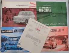 4x 1960 Austin Mini Cooper S Sales Brochures Catalogues with 1961 price list and covering sales