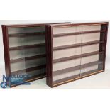 A pair of matching glass collectors Display Cabinets, both in dark wood effect with 4 wooden