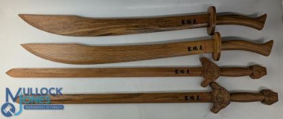 4x Wooden Cimac Tai Chi Training Swords, good practice swords made of red oak - the longest is #