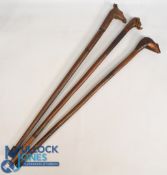 Selection of Walking Sticks All having carved animal heads to include Badger, Giraffe, Rhinoceros (