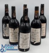 Six Bottles of 1977 Vintage Port by Gould Campbell, 75cl with cellar wear to labels, contents good