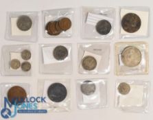 Collection of South Africa Coins consisting of 1898, 1942 penny, 1897, 1894, 1950 shilling, 1943 2/