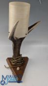 Period Antler Desk Lamp, with c1960 fibre glass light shade, needs rewiring and a plug added