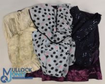 Ladies Vintage Clothing Ball Gowns Silver flower design, blue sequin top with purple silk bottom