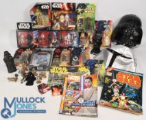 Star Wars Memorabilia Consisting of figures by Kenner, Hasbro, Disney all boxed or carded together