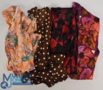 Ladies Vintage Clothing silk floral dress by Sambo Fashions size 40, silk black / red flowered dress