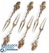 Tiffany & Co Strawberry Forks Set of 6 Sterling Silver 4 inch having two lines and twist motif