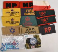 British Military Armbands Military Police, Un, Women's Land Army, Civil Defence Corps, Salvage