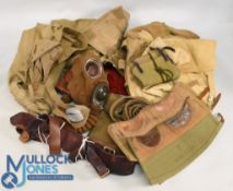 Military Equipment WW2 Cloth Face Gas Mask in original case, 1937 Pattern large packs, Leather Sam