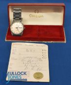 Men's Omega Seamaster Quatz Watch 1986 example with day / date stainless steel case and strap with