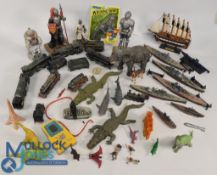 Selection of Various Toys Airfix made Train Kits, Knight Resin Figures, Battleships, Animals (box)