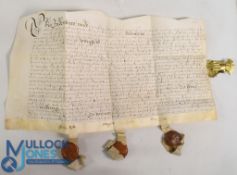 17th century Parchment Document dated 1659 Richard Cromwell era Handwritten document Indenture Lease