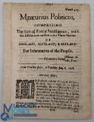 English Civil War - Mercurius Politicus, a rare example of one of the forerunners of newspapers,