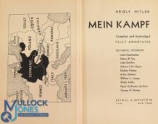 WW2 Mein Kampf by Adolf Hitler dated 1940, this American edition covered in red Rexene with gold