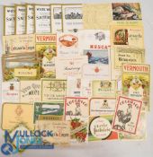 Wine Bottle Labels over 80 Years Old mainly circa 1920-1930: a fine attractive period selection of