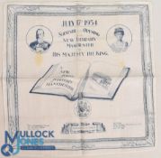 Woven printed cloth souvenir of The Opening of The New Library, Manchester by King George V, July