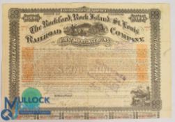 The Rockford, Rock Island and St. Louis Railroad Company - 7% Loan. (Illinois). Bearer Bond for $500