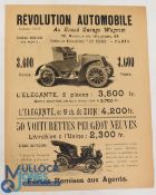 Early Peugeot Car circa 1901: a poster illustrating and advertising a new Peugeot and a de Dion
