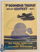 The Schneider Trophy Contest. Official Souvenir Programme 1931 - a very attractive art deco 50-