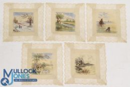 Hand Painter Coasters - very attractive collection of 5 different hand painted rural scenes on stiff