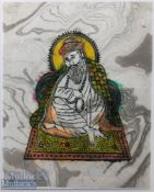 India & Punjab - Guru Nanak Textile Block Print - a fine vintage block print on textile of Guru