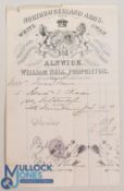 Alnwick: Northumberland Arms & White Swan 1870s, bill for 5 horses and 2 post chases for local