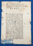 Autograph - Charles IV of Spain - America Interest - a printed proclamation dated 1797, boldly