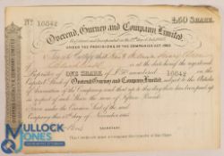 Overend, Gurney & Company Ltd Certificate for one £50 share made out to holder in Blackheath 1865,