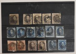 Belgium: Collection of 17 early Postage Stamps 1849-50s. Portraits of the King values 10 and 20