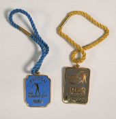 PGA European Golf Tour 1988 and 1993 enamel Patron Fobs (2)