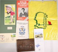 Golf Selection of Collectables: to include Master Flag, Fiber Glass Plaque 19 x 14cm, Multi signed