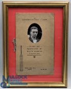 1929 Walter (Wally) R Hammond Gloucestershire & England Cricket Dinner Presentation Programme, the