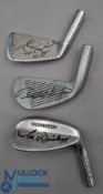 3x Signed Golf Club Heads, to include Northwestern Tom Weiskopf tour model 50 pitching wedge, Wilson