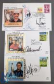 3x The Open Championship Golf Commemorative Stamp and First Day Covers signed, to include an