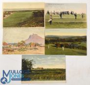 Scarce and interesting collection of South Africa coloured golf club postcards from the early part
