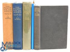 5x Cricket Books to include The Fight For The Ashes 1932-3 J B Hobbs, The Fight For The Ashes 1928-