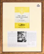 1957 The Open Championship Programme Framed and Glazed with Winner Bobby Locke Write up details