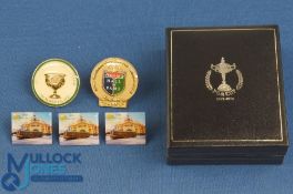 5x Interesting American Golf Brass and Enamel Pin Badges to incl 4x Presidents Cup, 3x 2011 (