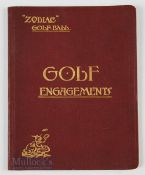 Very rare 1913 Zodiac Golf Ball Golf Engagement Diary - A4 size in the original red and gilt cloth
