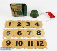 Vintage Tin Golf Clock Game in its original card box with instruction printed to its sides