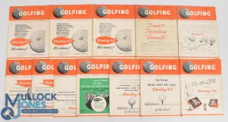 1957 Golfer Golf Monthly Magazines, a complete year, full of golf articles and adverts (12)