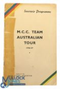 1946-47 MCC Australian Tour Cricket Official Souvenir Programme - age related wear to cover with old