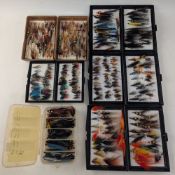 Large collection of sea trout & salmon flies, in single, double and treble hook form, several tube