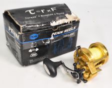 Penn International TRQ 200X Torque Big Game multiplier reel in gold finish, C070497, on/off check,