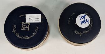 Pair of Hardy the Viscount 150 alloy fly reels, rear drag adjusters, both working, some wear to
