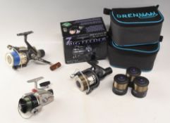 Drennan Big Feeder 7 series rear drag reel, 9/50, good used condition, in zip case with spare spool,