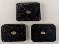 2x Hardy black japanned dry/wet fly tins, in well used but complete condition, with flies, and a